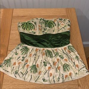 Tracy Reese Beaded Silk and Nylon Strapless Top